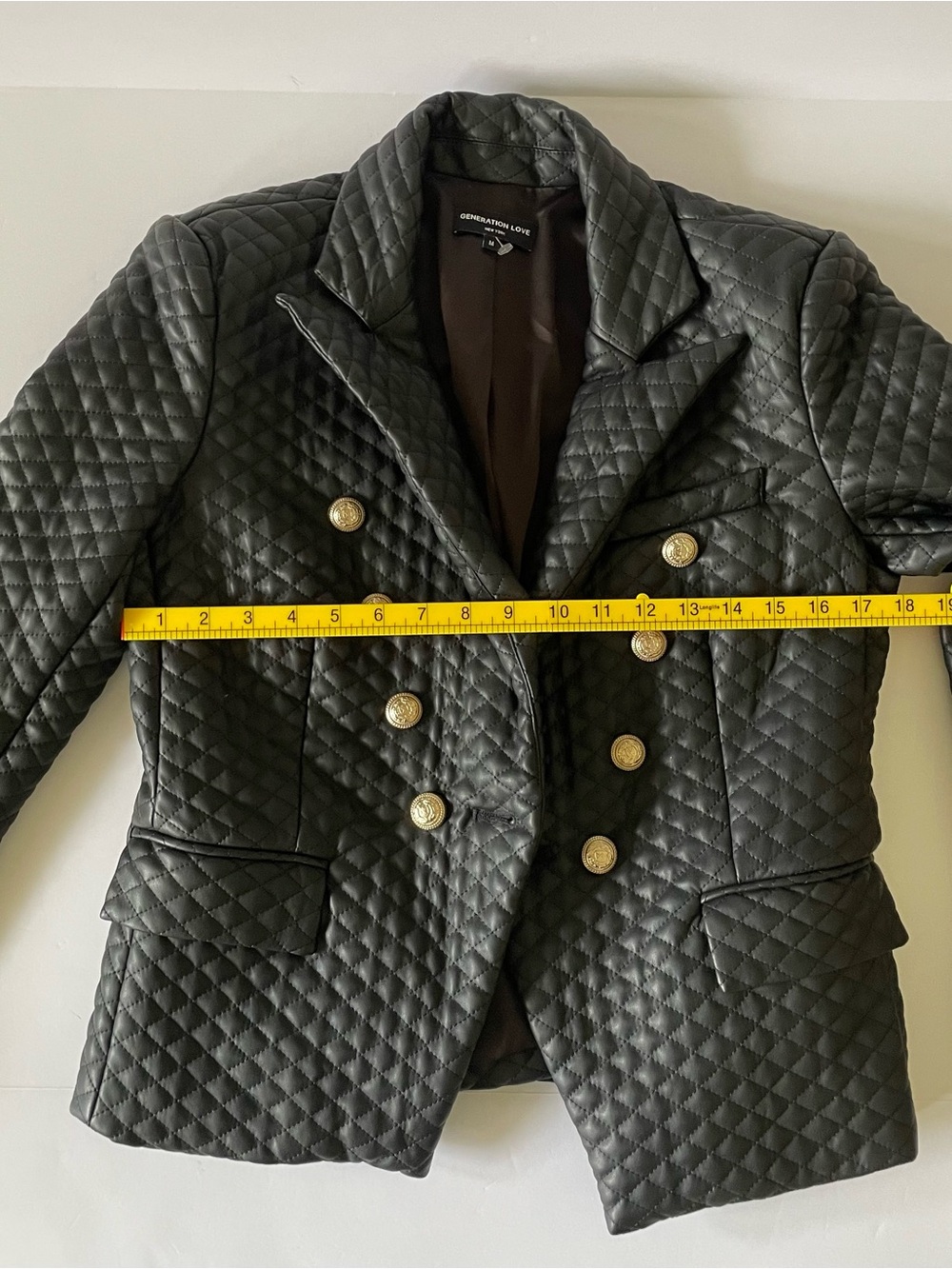 Generation Love Angie Quilted Vegan Leather Blazer Jacket Black 
Size M - Picture 11 of 13